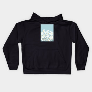 Les Fleurs de Paris - White Cosmos Flowers on Blue Kids Hoodie